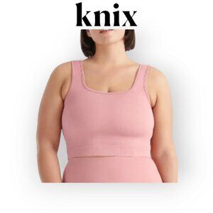 Knix BlissFit Seamless Square Neck Crop Tank Pink Sorbet Small Wireless Bra Top
